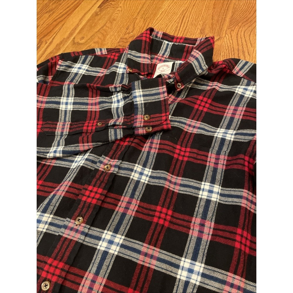Brooks Brothers 346 Men's Flannel Shirt Regular‎ Fit Red Tartan Plaid Size Small